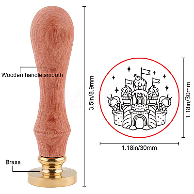 Brass Wax Seal Stamp with Handle AJEW-WH0184-0419-1