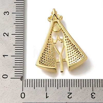 Rack Plating Brass Micro Pave Clear Cubic Zirconia Pendants KK-U019-23G-1