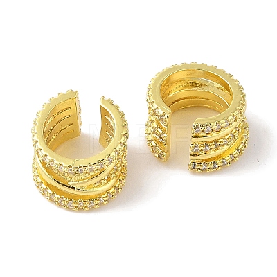 Brass Micro Pave Clear Cubic Zirconia Cuff Earrings for Women EJEW-I305-41G-1