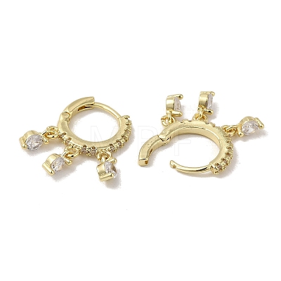 Rack Plating Brass Pave Cubic Zirconia Dangle Huggie Hoop Earrings for Women EJEW-C097-18G-1