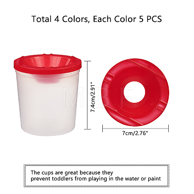 Children's No Spill Plastic Paint Cups AJEW-NB0001-73-1