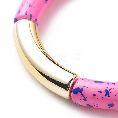 Acrylic Curved Tube Beaded Stretch Bracelet BJEW-JB08444-04-1