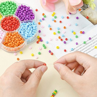 1050Pcs 7 Color 6/0 Opaque Colours Glass Seed Beads SEED-CJ0001-19-1