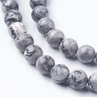 Natural Map Stone/Picasso Stone/Picasso Jasper Beads Strands G-G047-6mm-1