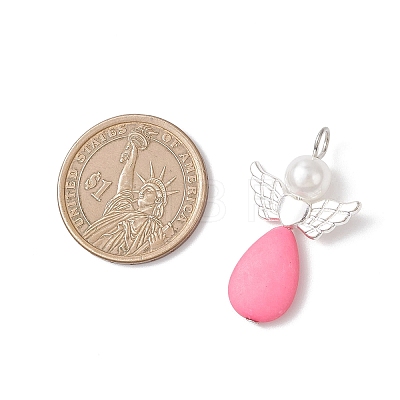 Acrylic & Alloy Wing Pendants PALLOY-JF04722-1