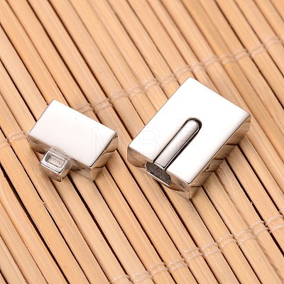 Mixed Smooth & Matte 304 Stainless Steel Rectangle Magnetic Clasps STAS-I045-04-1