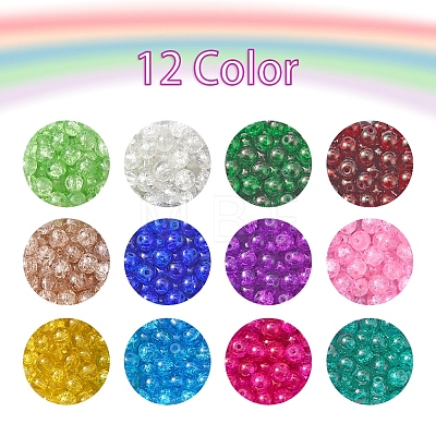 900Pcs 12 Colors Spray Painted Crackle Glass Beads Strands CCG-YW0001-10-1