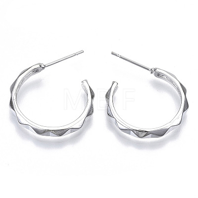 Brass Half Hoop Earrings KK-N232-109P-NF-1