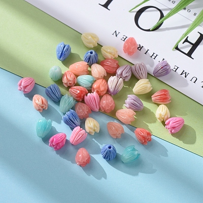 40Pcs 8 Colors Shell Powder Resin Beads RESI-CJ0001-144-1