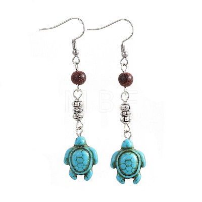 Synthetic Turquoise Dangle Earrings EJEW-JE02976-03-1