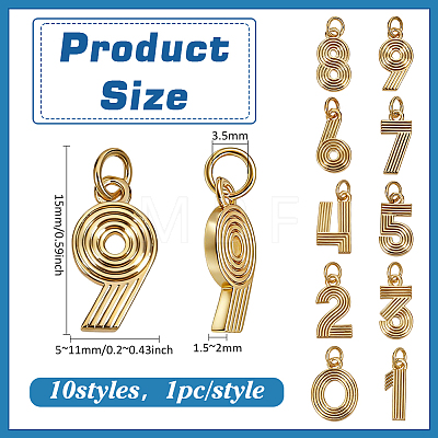 10Pcs 10 Styles Brass Pendants KK-PH0015-42-1