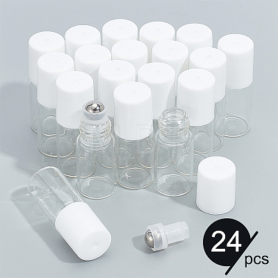 24Pcs Transparent Glass Roller Ball Bottles MRMJ-BC0003-35-1