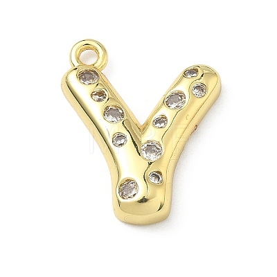 Brass Micro Pave Clear Cubic Zirconia Pendants KK-I476-02G-Y-1