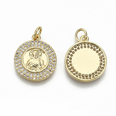 Brass Micro Pave Clear Cubic Zirconia Pendants ZIRC-S067-128-NF-1