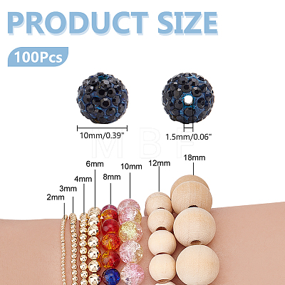   100Pcs Pave Disco Ball Beads RB-PH0001-28-1