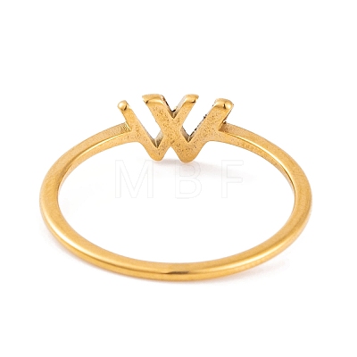 304 Stainless Steel Letter W Finger Ring for Women RJEW-C086-07-G-1