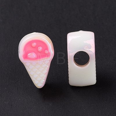 UV Plating Rainbow Iridescent Acrylic European Beads X-SACR-E009-36-1