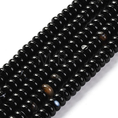 Natural Black Agate(Dyed & Heated) Beads Strands G-G177-F01-01-1