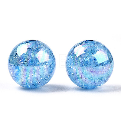 AB Color Transparent Crackle Round Acrylic Beads CACR-S006-04A-1