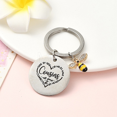 Alloy Rhinestone & 201 Stainless Steel Keychain KEYC-YW00091-05-1