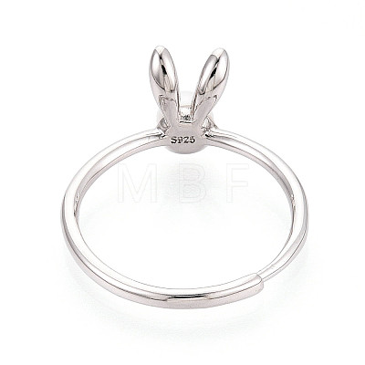 Adjustable 925 Sterling Silver Cute Bunny Ear Rings STER-T008-90P-1