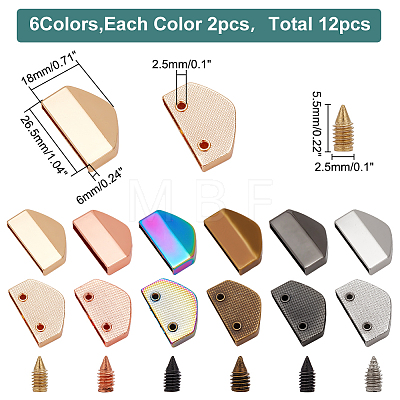 WADORN 12 Sets 6 Colors Alloy Bag Decorative Edge Buckles FIND-WR0006-76-1
