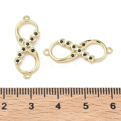 Brass Micro Pave Cubic Zirconia Heart Infinity Connector Charms KK-P350-12G-02-1