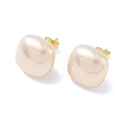 Brass & ABS Plastic Imitation Pearl Stud Earrings for Women PL-CBA760A-03B-G01-1