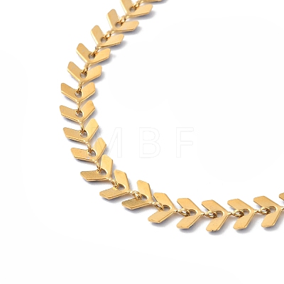 Enamel Ear of Wheat Link Chain Necklace NJEW-P220-02G-02-1