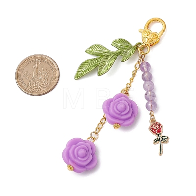 Silicone Rose Pendant Decorations HJEW-JM02590-01-1