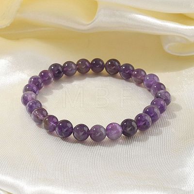 Natural Amethyst Bead Stretch Bracelets X-BJEW-K212-B-034-1