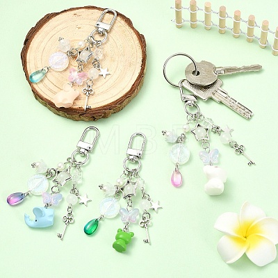 Glass & Resin & Alloy Pendant Decorations HJEW-YW00408-01-1