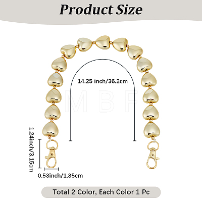2Pcs 2 Colors CCB Plastic Heart Beaded Bag Handles with Clasps AJEW-CL0005-65-1