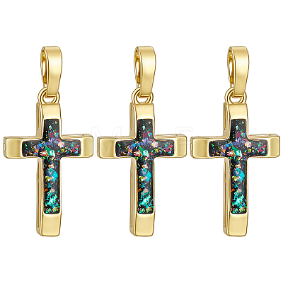 3Pcs Brass with Synthetic Opal Pendants KK-BC0015-77A-1