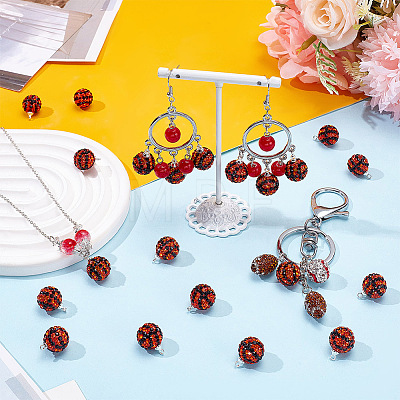 20Pcs Round Polymer Clay Rhinestone Pendants PALLOY-OC00049-1