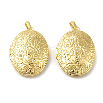 Rack Plating Brass Locket Pendants KK-G452-02G-1