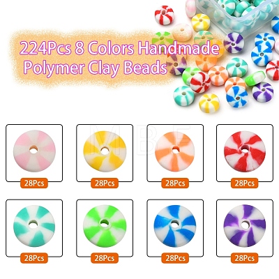 224Pcs 8 Colors Handmade Polymer Clay Beads CLAY-YW0001-53-1