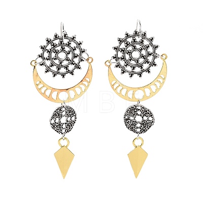 Alloy Moon Phase & Donut & Kite Dangle Earrings EJEW-B015-04-1