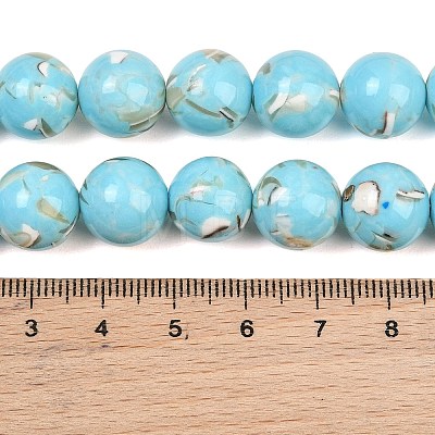 Synthetic Turquoise and Sea Shell Assembled Graduated Beads Strands GG-CBA2AE1-A07-D-1