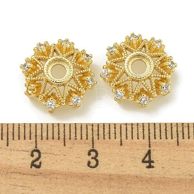 Rack Plating Brass Micro Pave Clear Cubic Zirconia Bead Caps KK-K386-09B-G-1