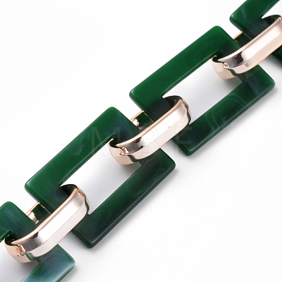 Imitation Gemstone Style Acrylic Handmade Rectangle Link Chains AJEW-JB00518-04-1