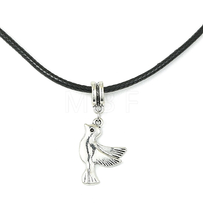 Antique Silver Alloy Bird Pendant Necklaces NJEW-JN04558-1