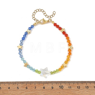 AB Color Glass Star and K9 Glass Faceted Bicone Beaded Bracelets for Women BJEW-TA00772-1