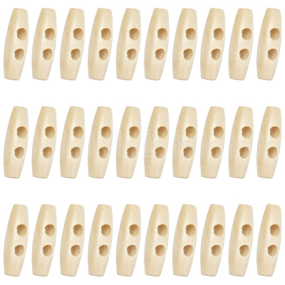 30Pcs Natural Wood Buttons FIND-GF0009-92B-1
