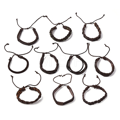 PU Leather Cord Bracelets for Men Women WGFF396-01-1