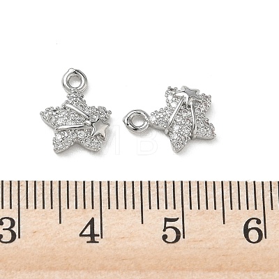 Brass Micro Pave Clear Cubic Zirconia Charms KK-P355-06P-1