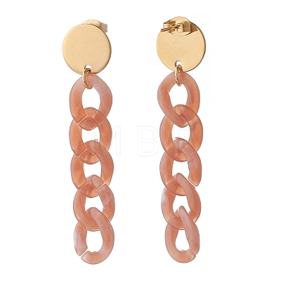 Chunky Acrylic Curb Chain Long Dangle Stud Earrings for Women EJEW-JE04771-1