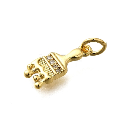 Brass Micro Pave Cubic Zirconia Charms KK-P295-04G-1