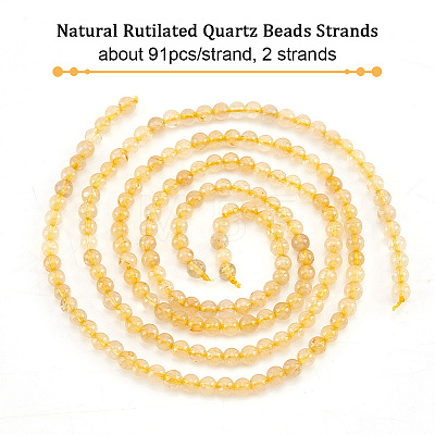 Olycraft Natural Rutilated Quartz Beads Strands G-OC0003-47-1