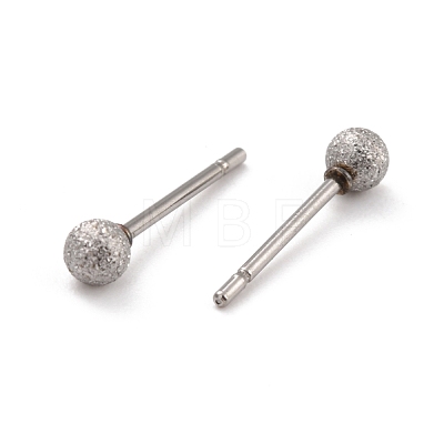 201 Stainless Steel Textured Ball Stud Earrings STAS-Z039-01F-P-1